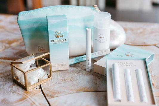 CHESHMA Beauty's full eye-safe collection formulated by a Canadian optometrist. Covering what it means to be "Clean Beauty".