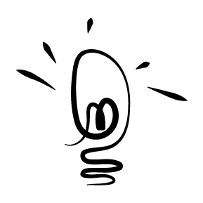 Minimalist line illustration of a glowing light bulb, symbolizing Cheshma Beauty's ophthalmologist- and dermatologist-tested eye makeup.